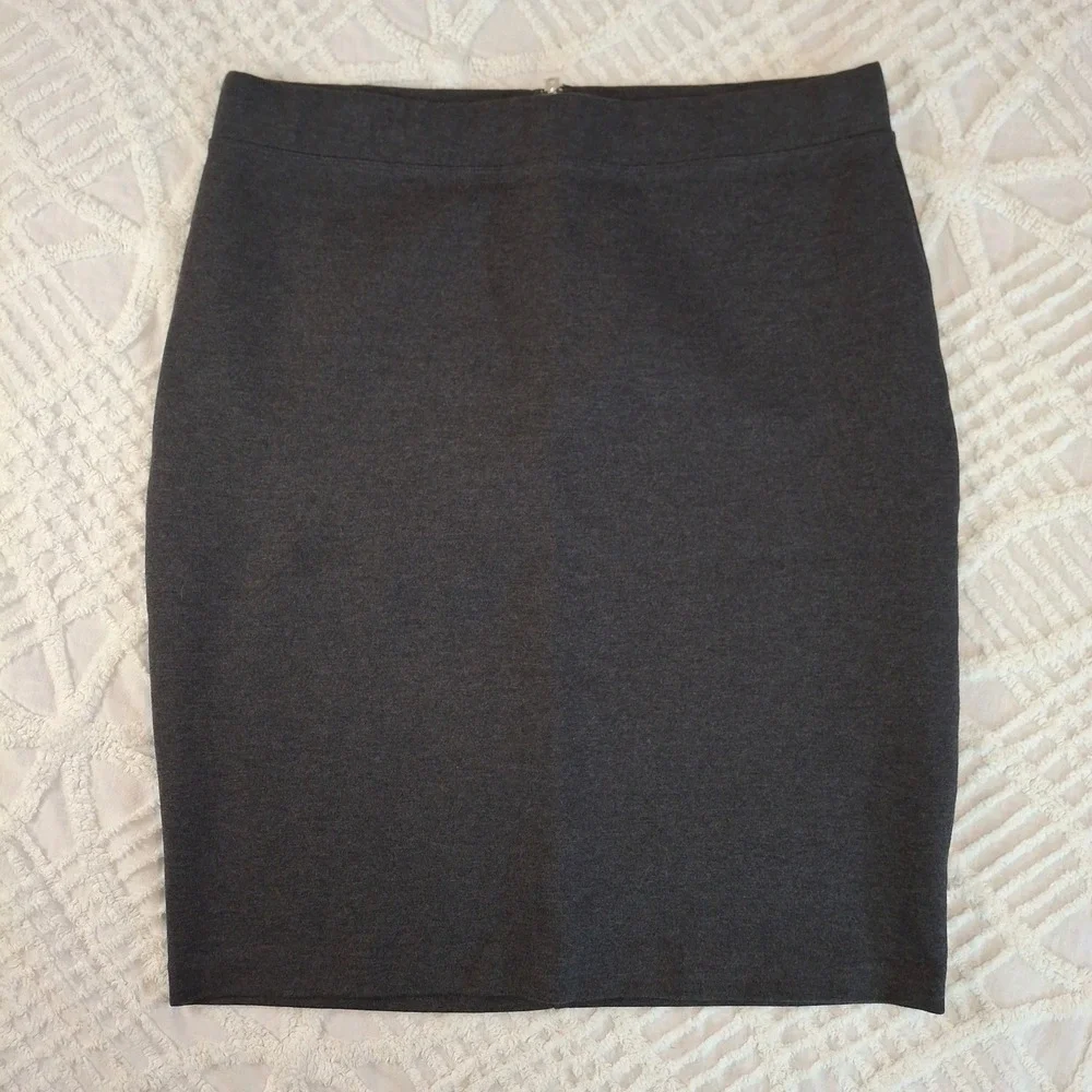 Gap Womens XL‎ Charcoal Grey Cotton Modal Stretch Pencil Skirt Exposed Back Zip